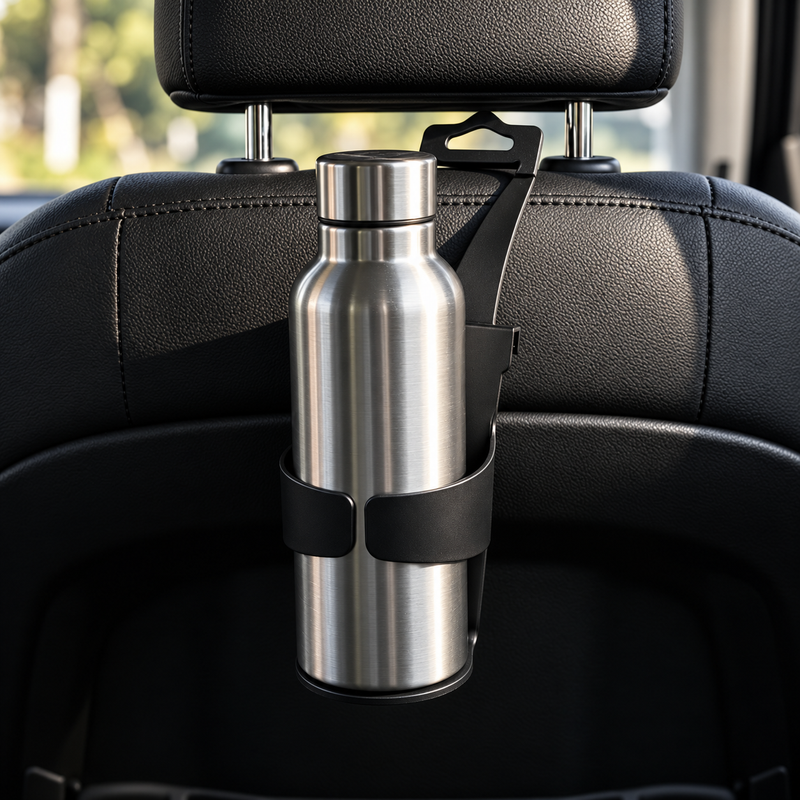 Car Cup Holder with Door & Seat-Back Mounting