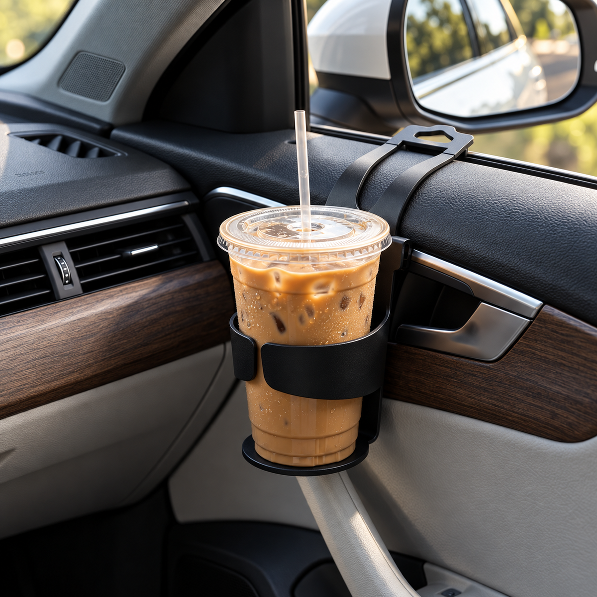 Car Cup Holder with Door & Seat-Back Mounting