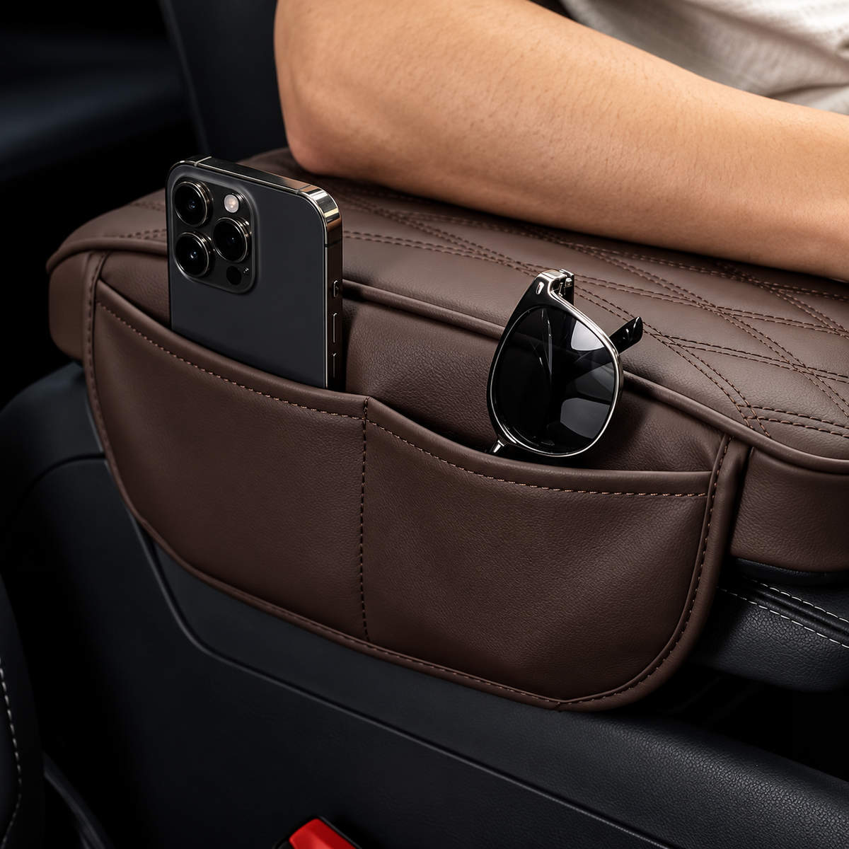 Memory Foam Car Armrest Cushion & Storage Organiser