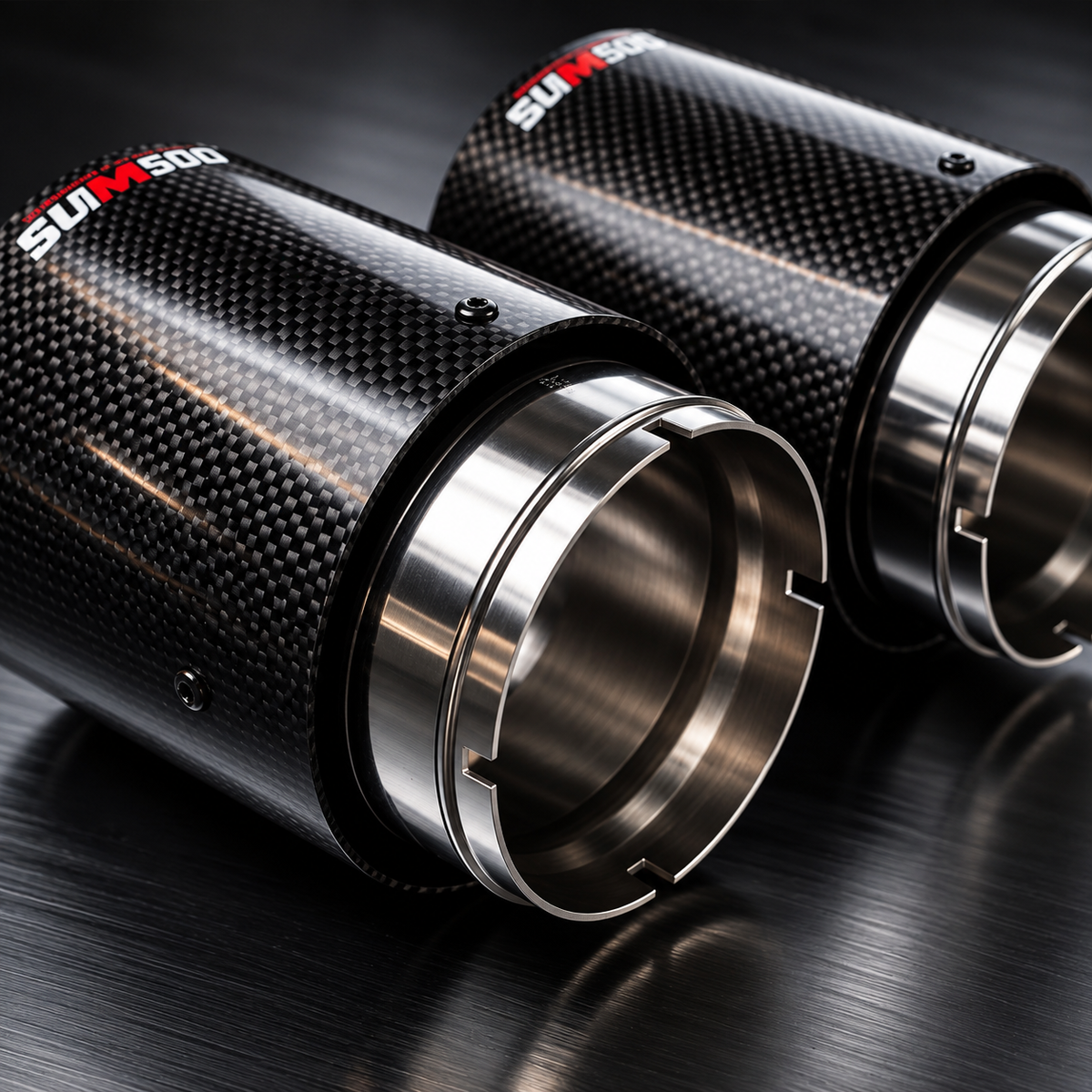 Carbon Fibre Style Exhaust Tip – Gloss & Silver Finish