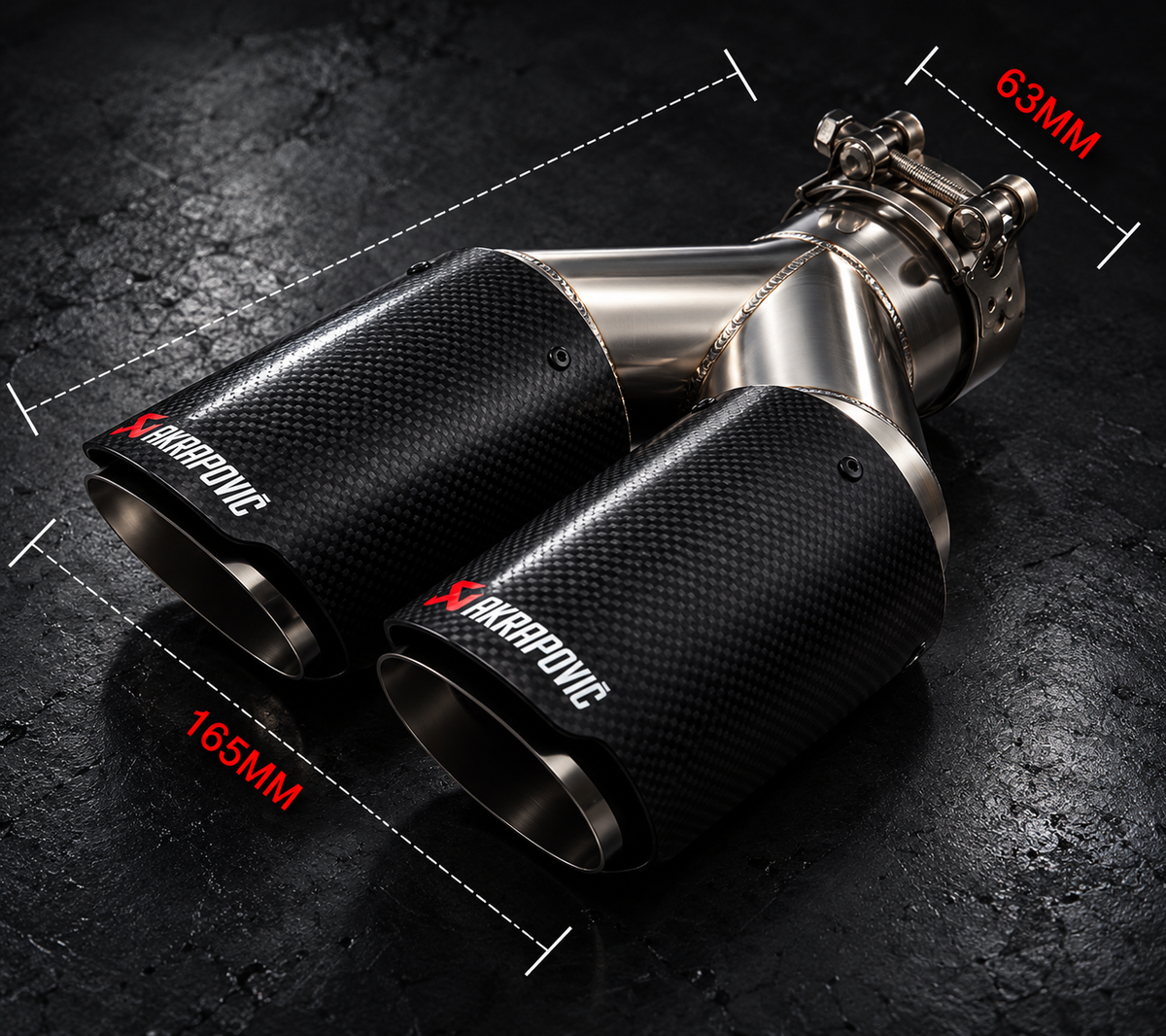Carbon Fibre Dual-Outlet Exhaust Tip – 63mm Inlet