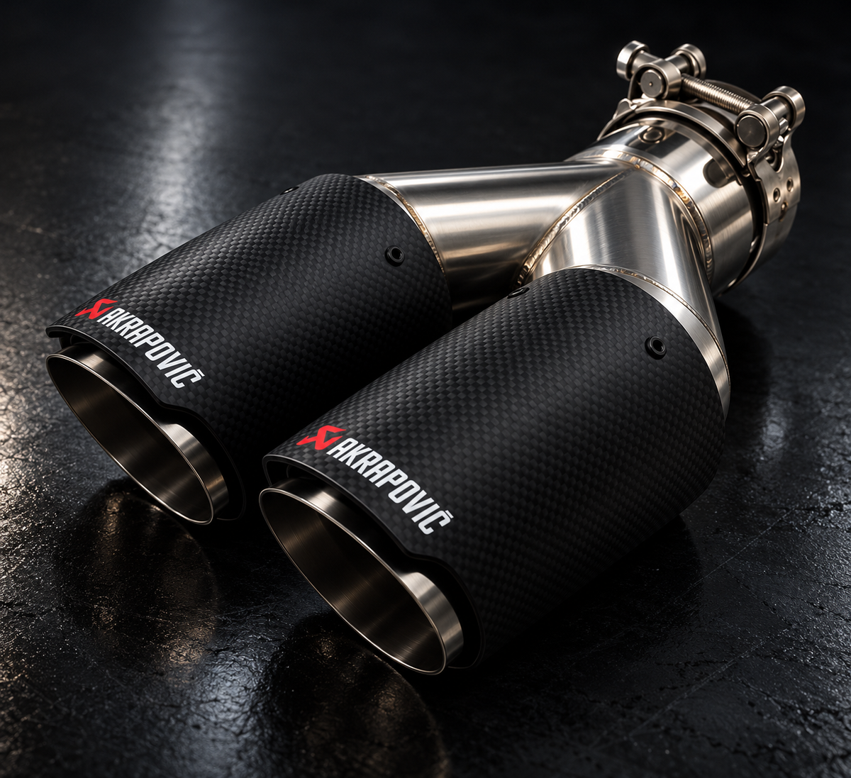 Carbon Fibre Dual-Outlet Exhaust Tip – 63mm Inlet