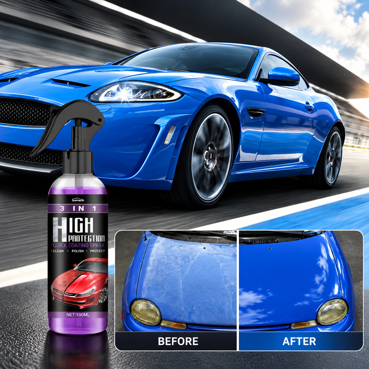 3-in-1 Car Paint Protection & Polish Spray Kit
