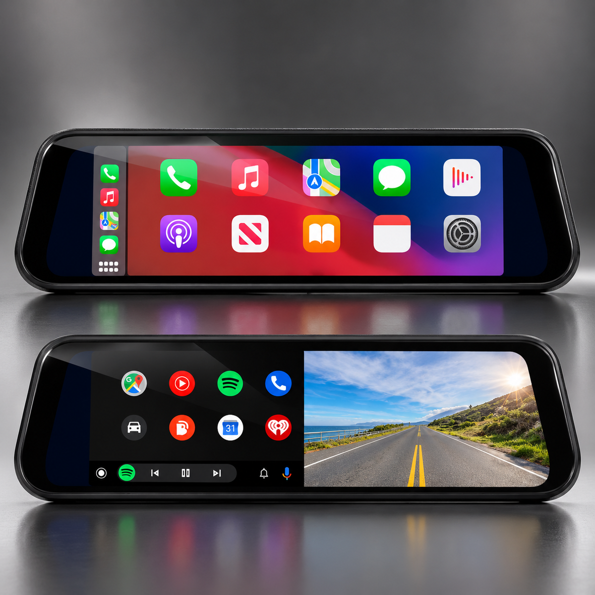 9.66" Wireless CarPlay & Android Auto Dash Cam with Rear Camera