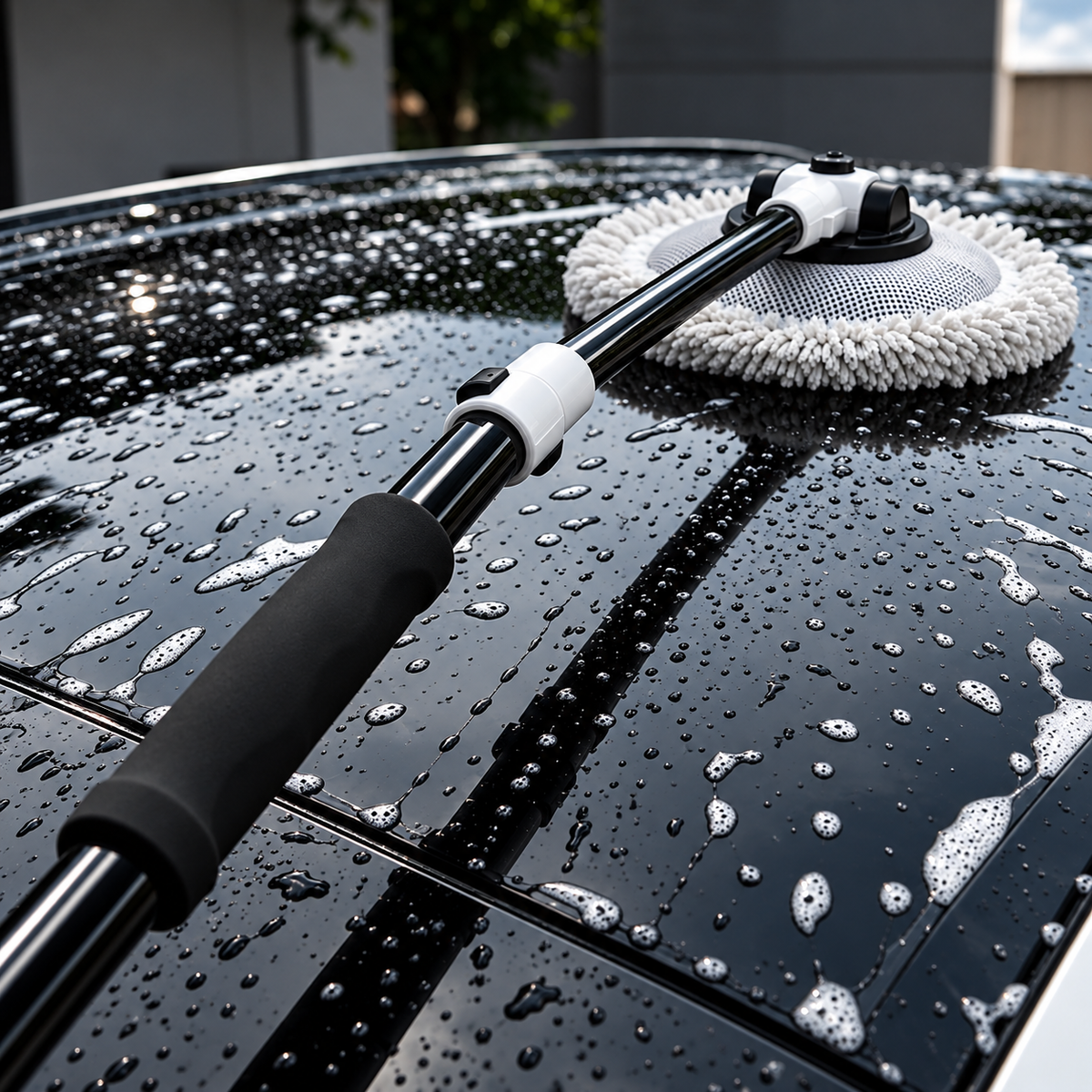 Microfibre Car Wash Mop with Angled Long Handle