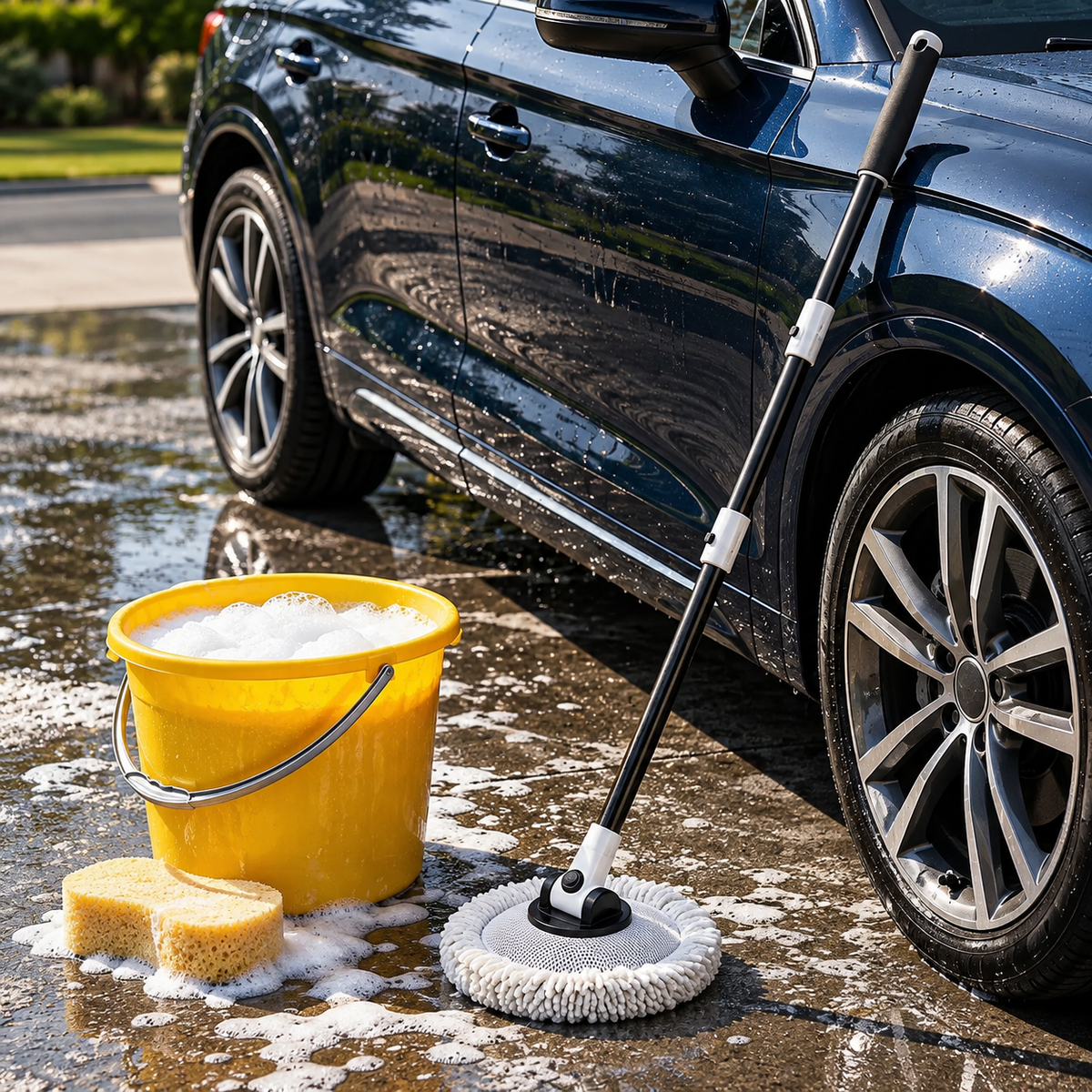 Microfibre Car Wash Mop with Angled Long Handle