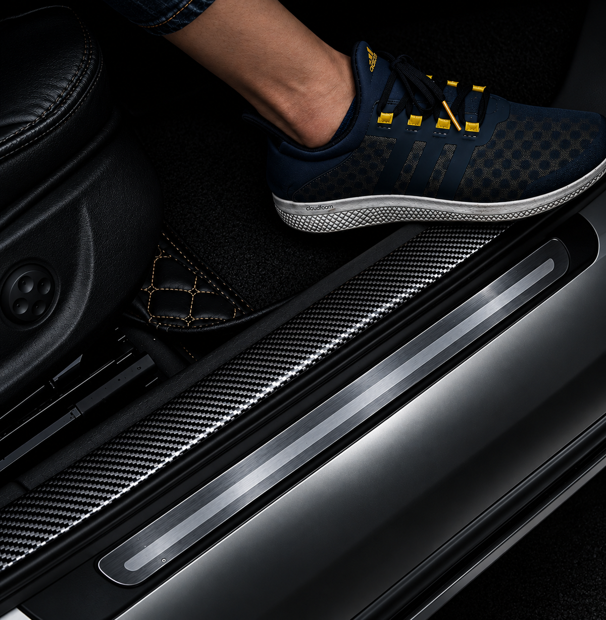 Carbon Fibre Car Door Sill Protector Strips