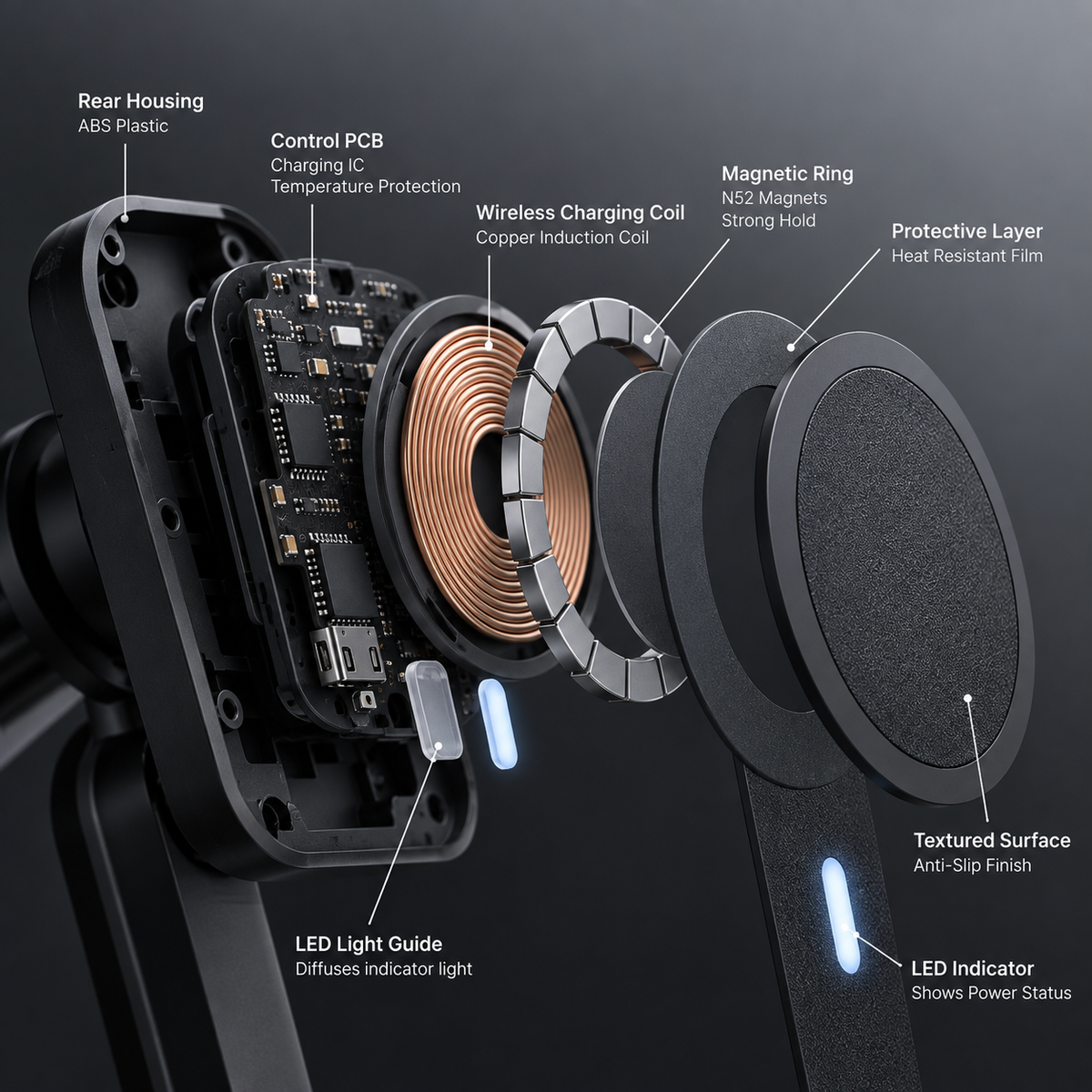 15W Magnetic Wireless Car Charger & Phone Mount