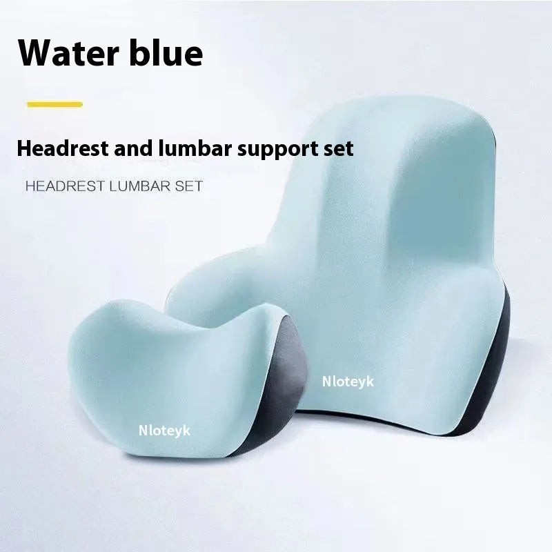 Universal Memory Foam Car Seat Cushion & Headrest Pillow
